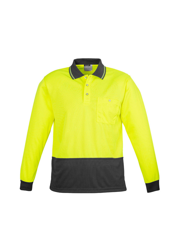 ZH232 - Syzmik - Unisex Hi Vis Basic Spliced Polo - Long Sleeve | Yellow/Charcoal