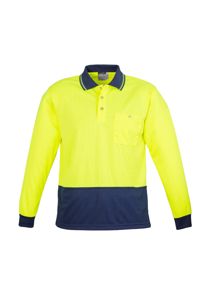 ZH232 - Syzmik - Unisex Hi Vis Basic Spliced Polo - Long Sleeve | Yellow/Navy