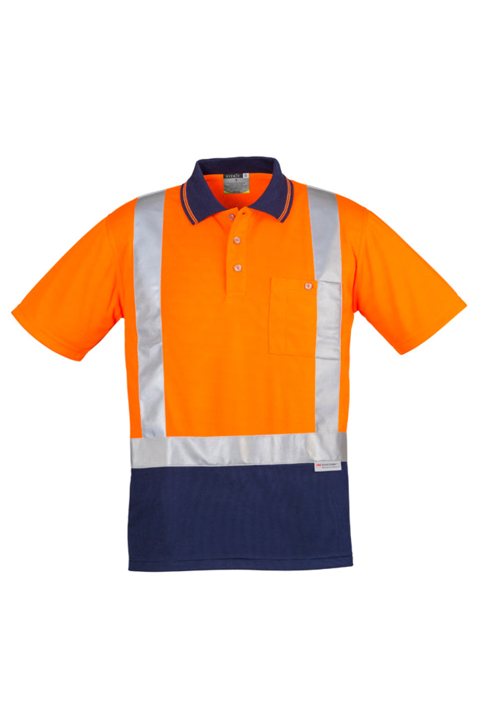 ZH233 - Syzmik - Mens Hi Vis Spliced Polo - Short Sleeve Shoulder Taped | Orange/Navy