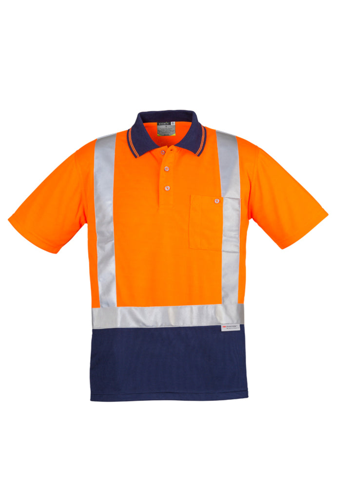 ZH233 - Syzmik - Mens Hi Vis Spliced Polo - Short Sleeve Shoulder Taped | Orange/Navy