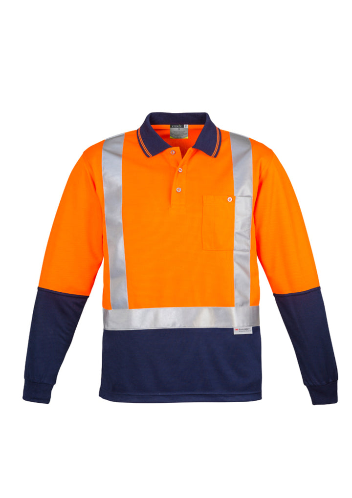 ZH234 - Syzmik - Mens Hi Vis Spliced Polo - Long Sleeve Shoulder Taped | Orange/Navy