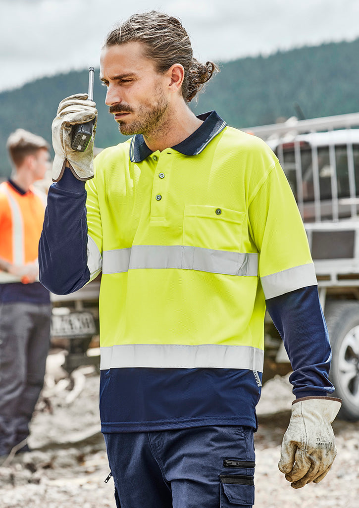 ZH235 - Syzmik - Hi-Vis Men's Spliced Polo - Long Sleeve Hoop Taped