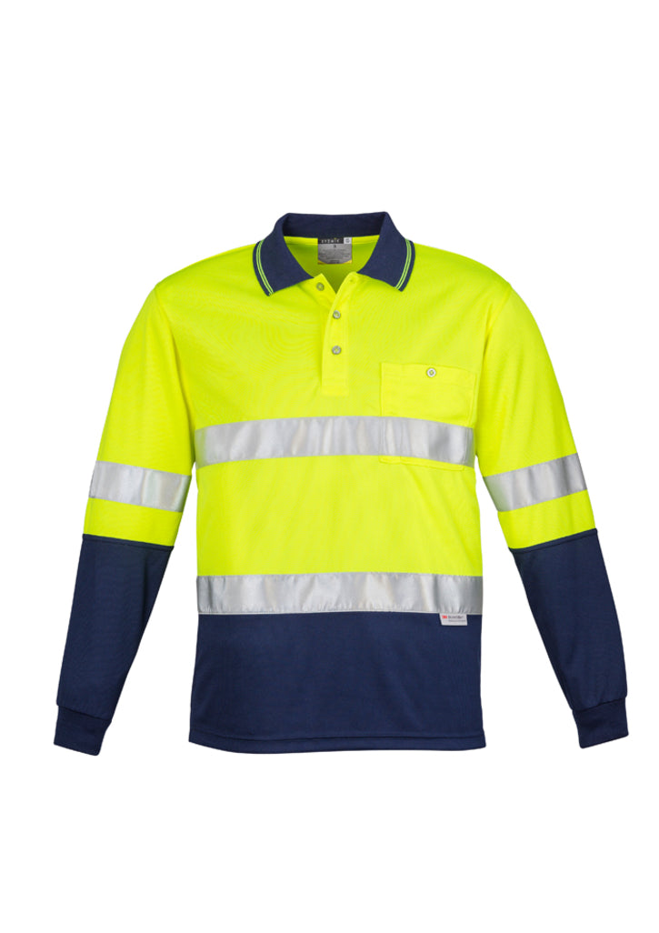 ZH235 - Syzmik - Hi-Vis Men's Spliced Polo - Long Sleeve Hoop Taped | Yellow/Navy