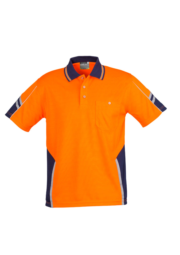 ZH237 - Syzmik - Mens Hi Vis Squad S/S Polo | Orange/Navy