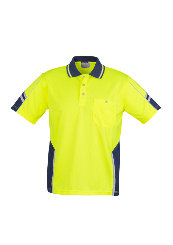 ZH237 - Syzmik - Mens Hi Vis Squad S/S Polo | Yellow/Navy