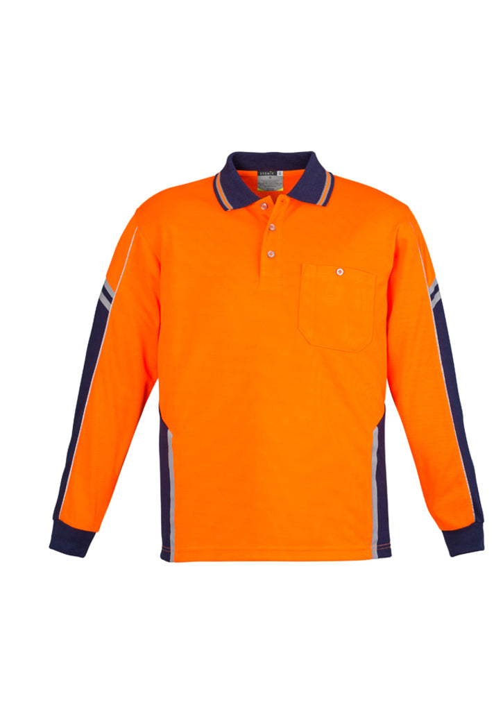 ZH238 - Syzmik - Mens Hi Vis Squad L/S Polo | Orange/Navy