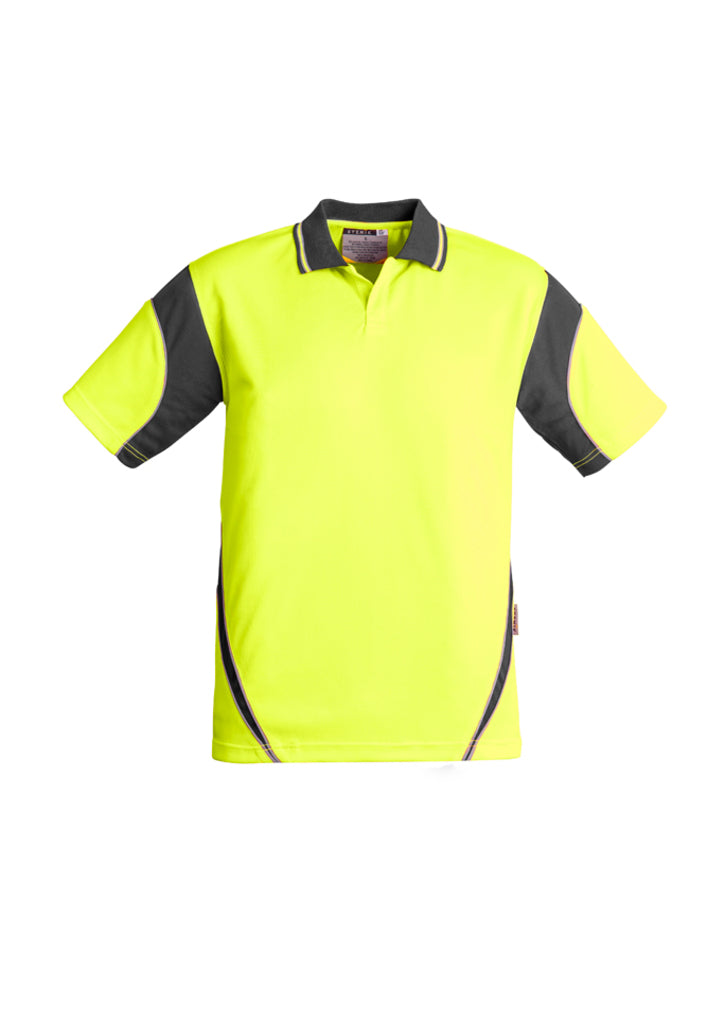 ZH248 - Syzmik - Mens Hi Vis Aztec Polo - Short Sleeve | Yellow/Charcoal