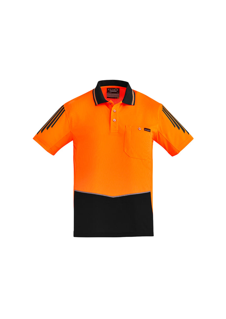 ZH315 - Syzmik - Mens Hi Vis Flux S/S Polo | Orange/Black