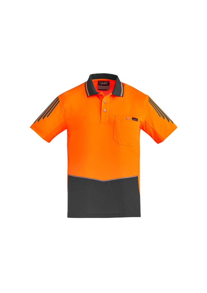 ZH315 - Syzmik - Mens Hi Vis Flux S/S Polo | Orange/Charcoal