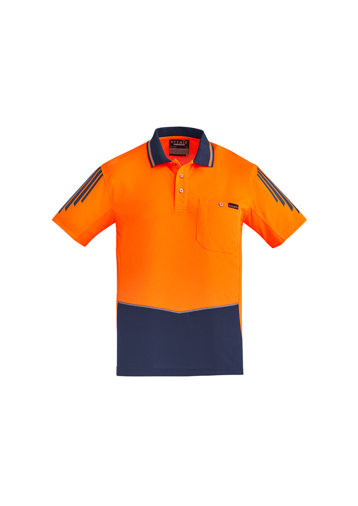 ZH315 - Syzmik - Mens Hi Vis Flux S/S Polo | Orange/Navy