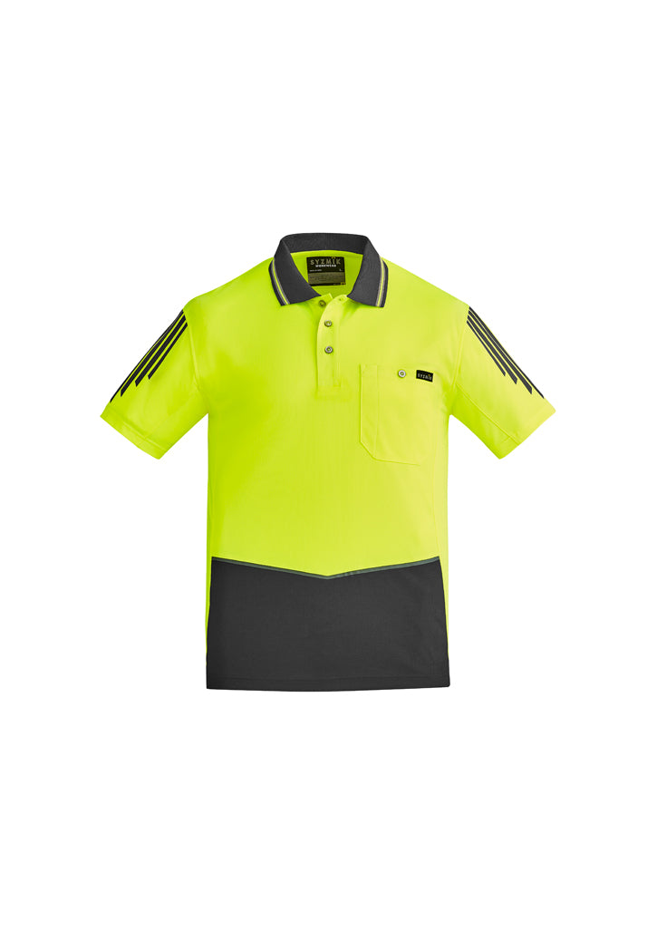 ZH315 - Syzmik - Mens Hi Vis Flux S/S Polo | Yellow/Charcoal