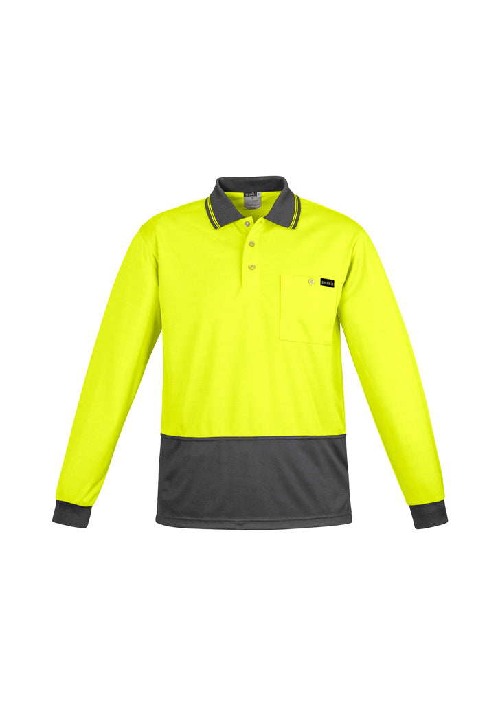 ZH410 - Syzmik - Mens Comfort Back L/S Polo | Yellow/Charcoal