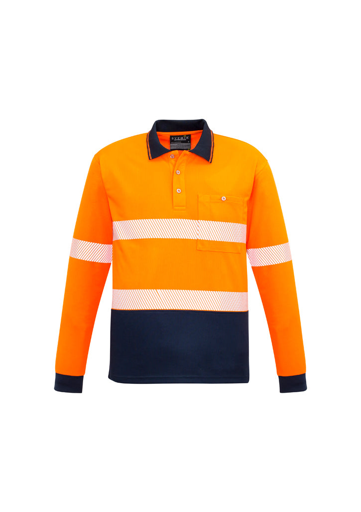 ZH530 - Syzmik - Unisex Hi Vis Segmented L/S Polo - Hoop Taped | Orange/Navy