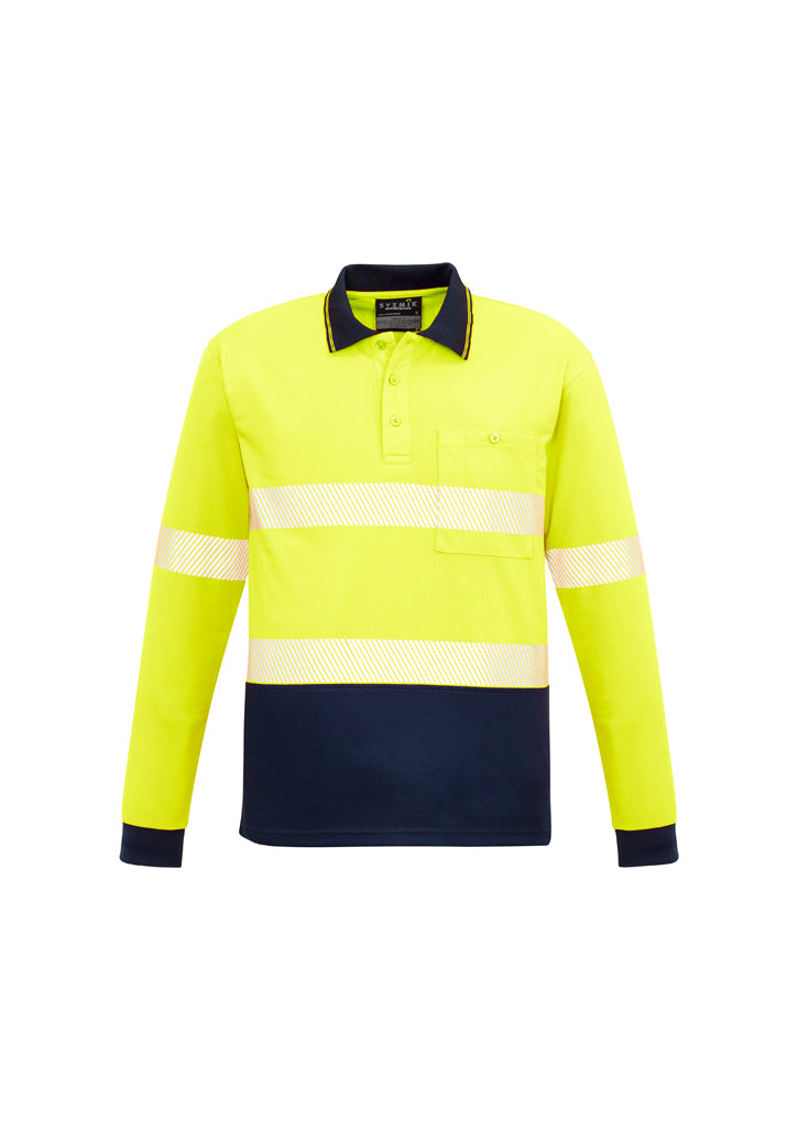 ZH530 - Syzmik - Unisex Hi Vis Segmented L/S Polo - Hoop Taped | Yellow/Navy