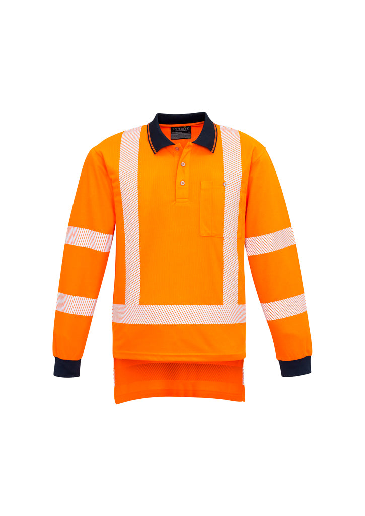 ZH540 - Mens TTMC-W17 Segmented Tape Polo - Long Sleeve (Day/Night) | Orange/Navy