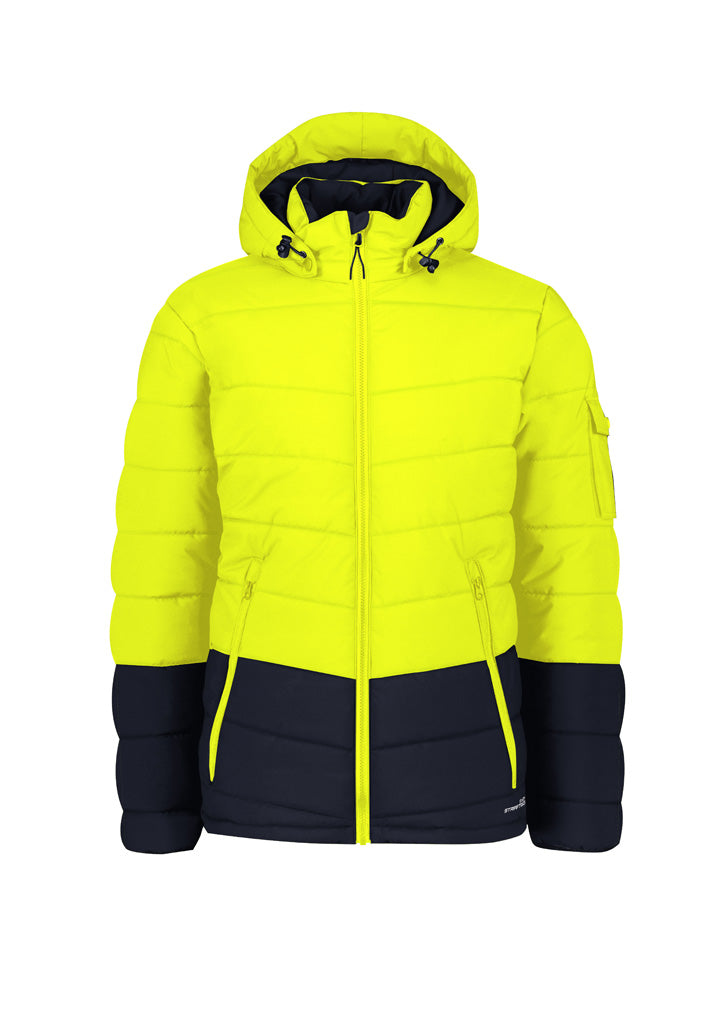 ZJ240 - Syzmik - Unisex Streetworx Hooded Puffer Jacket | Yellow/Navy