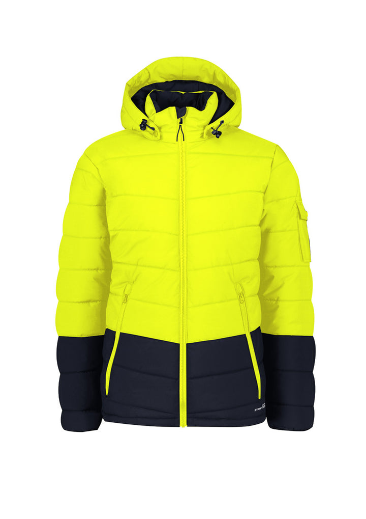 ZJ240 - Syzmik - Unisex Streetworx Hooded Puffer Jacket | Yellow/Navy
