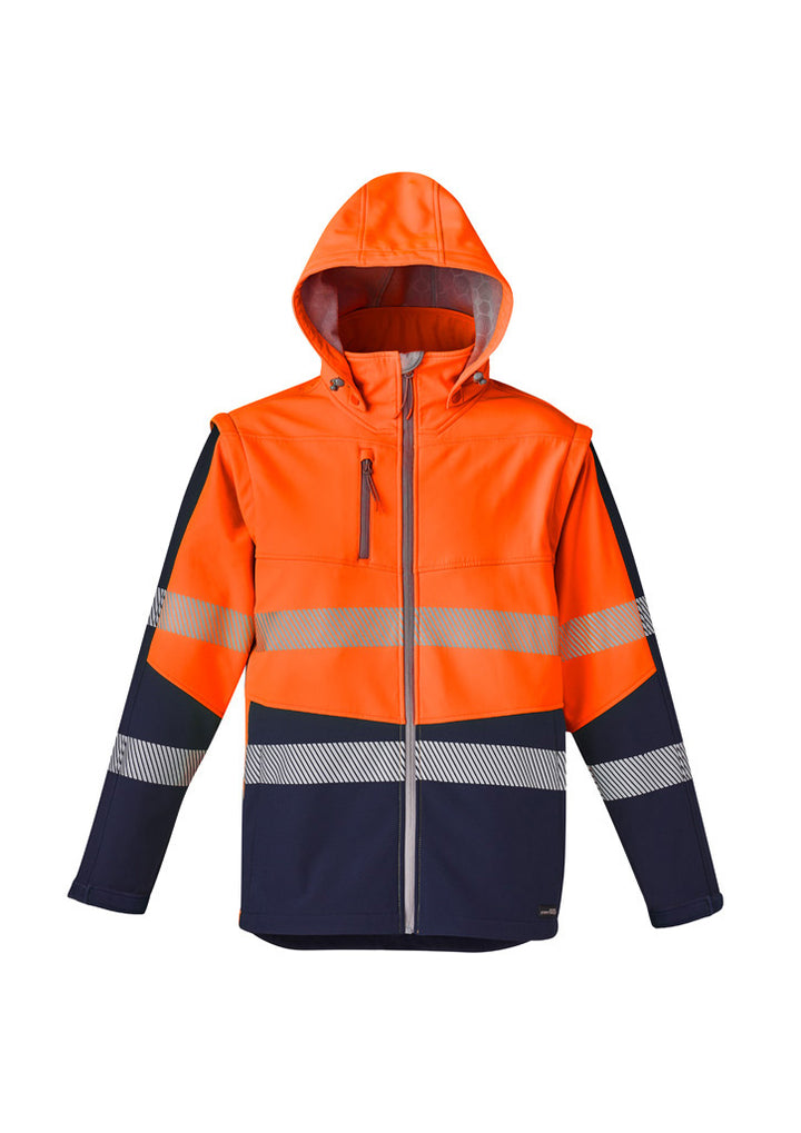 ZJ453 - Syzmik - Unisex Hi-Viz (2-in-1) Stretch Softshell Taped Jacket | Orange/Navy