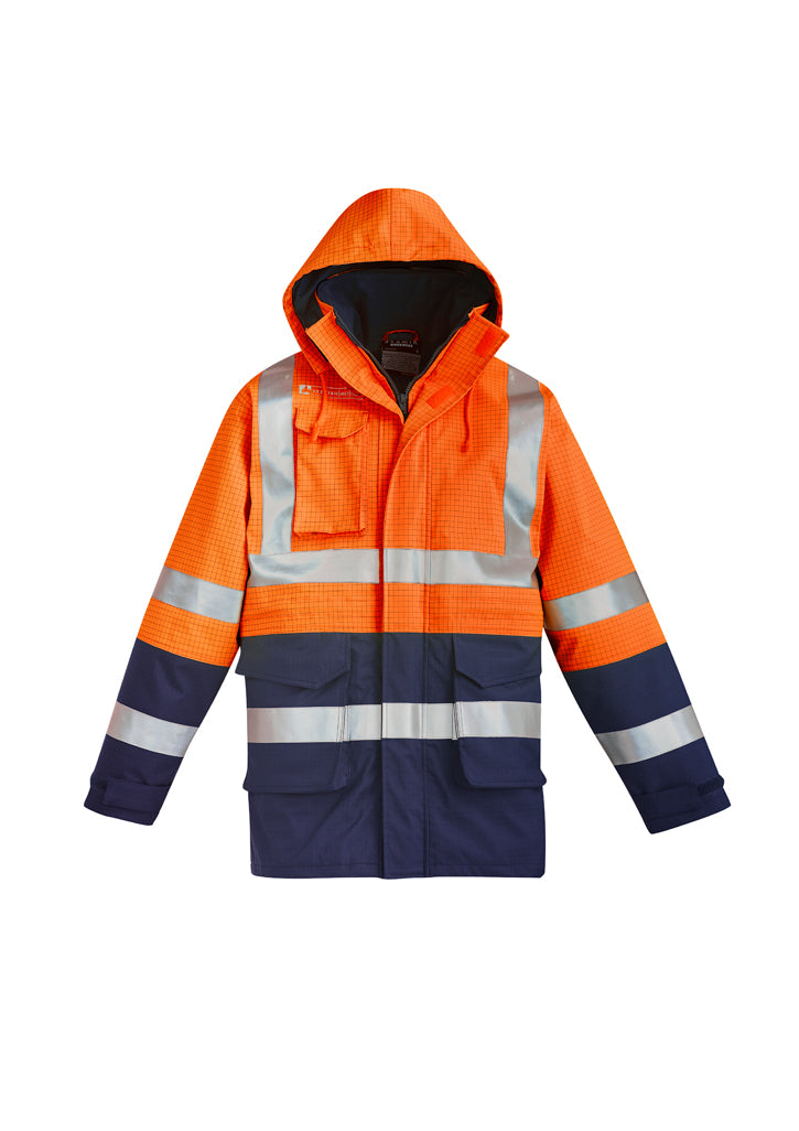 ZJ900 - Syzmik - Mens Orange Flame Arc Rated Antistatic Waterproof Jacket | Orange/Navy