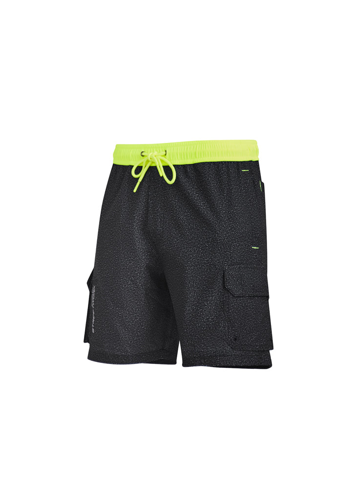 ZS240 - Syzmik - Mens Streetworx Stretch Work Board Short | Grey Marle