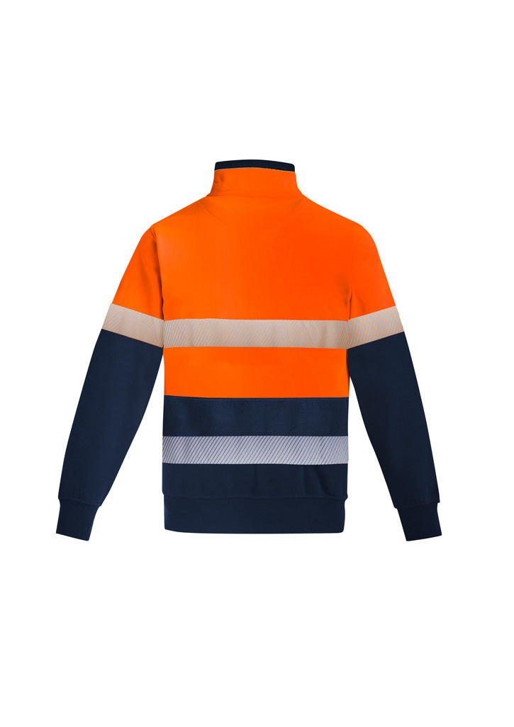 ZT150 - Syzmik - Mens Orange Flame Hi Vis 1/4 Zip Brushed Fleece Pullover - Hoop Taped