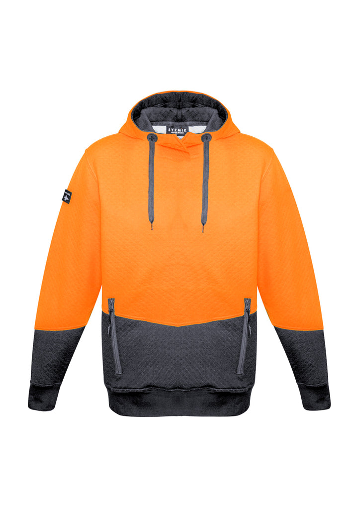 ZT477 - Syzmik - Unisex Hi Vis Textured Jacquard Hoodie | Orange/Charcoal