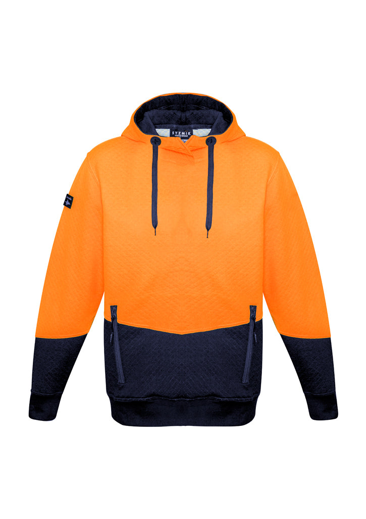 ZT477 - Syzmik - Unisex Hi Vis Textured Jacquard Hoodie | Orange/Navy