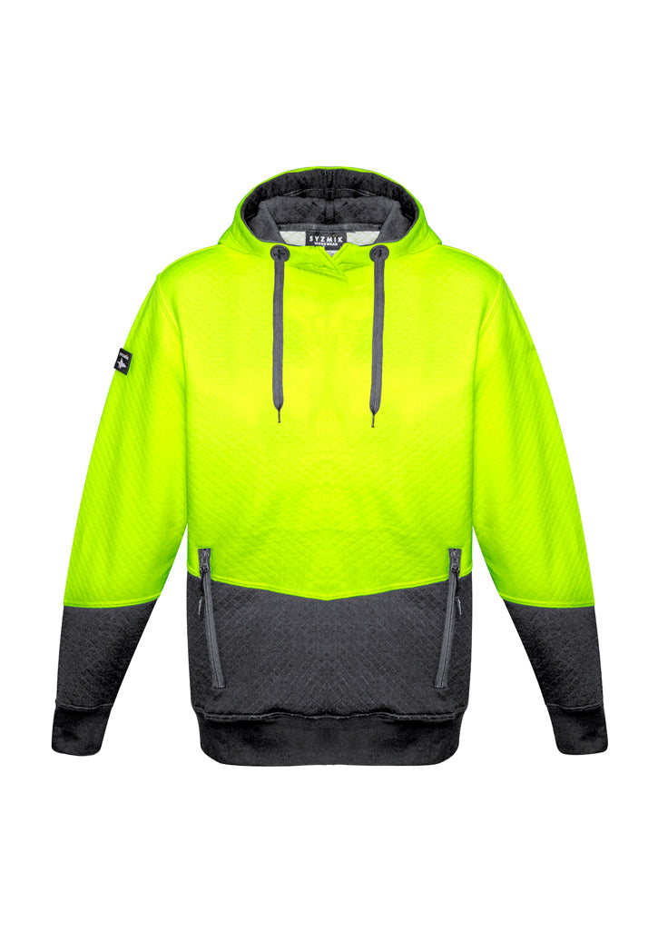 ZT477 - Syzmik - Unisex Hi Vis Textured Jacquard Hoodie | Yellow/Charcoal