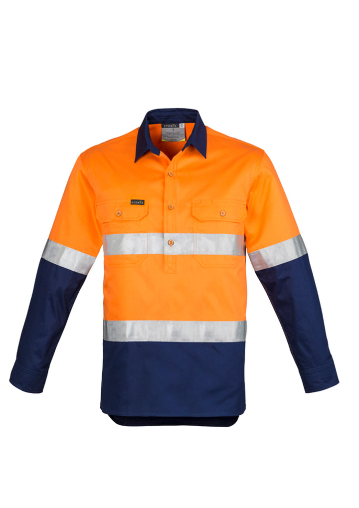 ZW550 - Syzmik - Mens Hi Vis Closed Front L/S Shirt - Hoop Taped