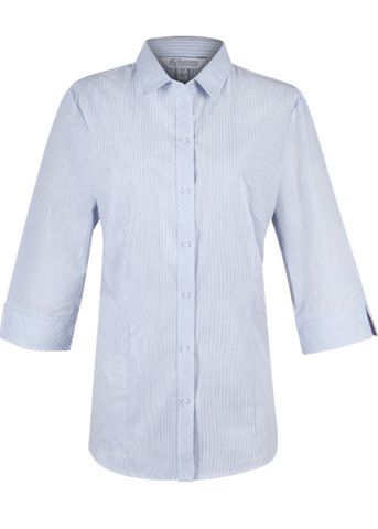 2906T - Aussie Pacific Ladies Bayview Wide Stripe 3/4 Sleeve Shirt